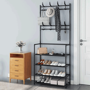 5 LAYER MULTI-FUNCTIIONAL SHOE RACK WITH CLOTH HANGING & ORGANIZER